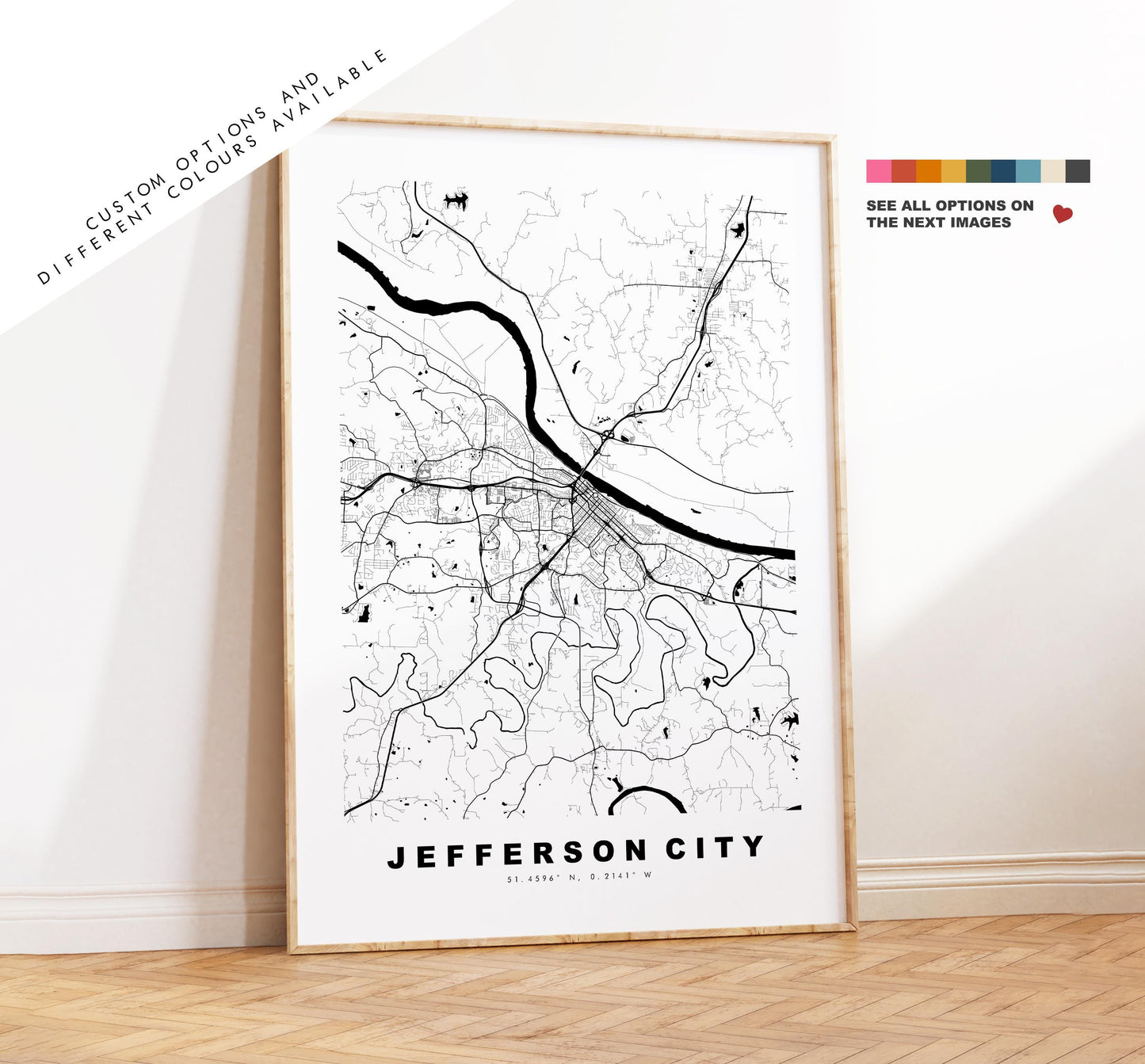 Jefferson City Map Print - City Map Poster - Map Art - USA City Maps - Jefferson City Print - Poster - Minimalist City Map - Missouri