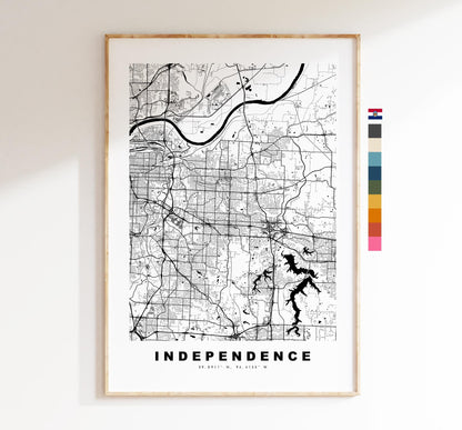 Independence Map Print - City Map Poster - Map Art - USA City Maps - Independence Print -  Poster - Minimalist City Map - Missouri