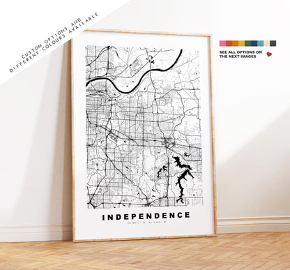 Independence Map Print - City Map Poster - Map Art - USA City Maps - Independence Print -  Poster - Minimalist City Map - Missouri