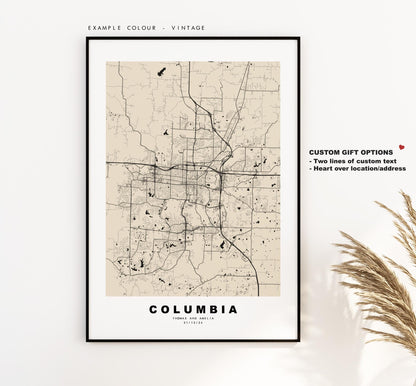 Columbia Map Print (Missouri) - City Map Poster - Map Art - USA City Maps - Columbia Print - Poster - Minimalist City Map - Missouri