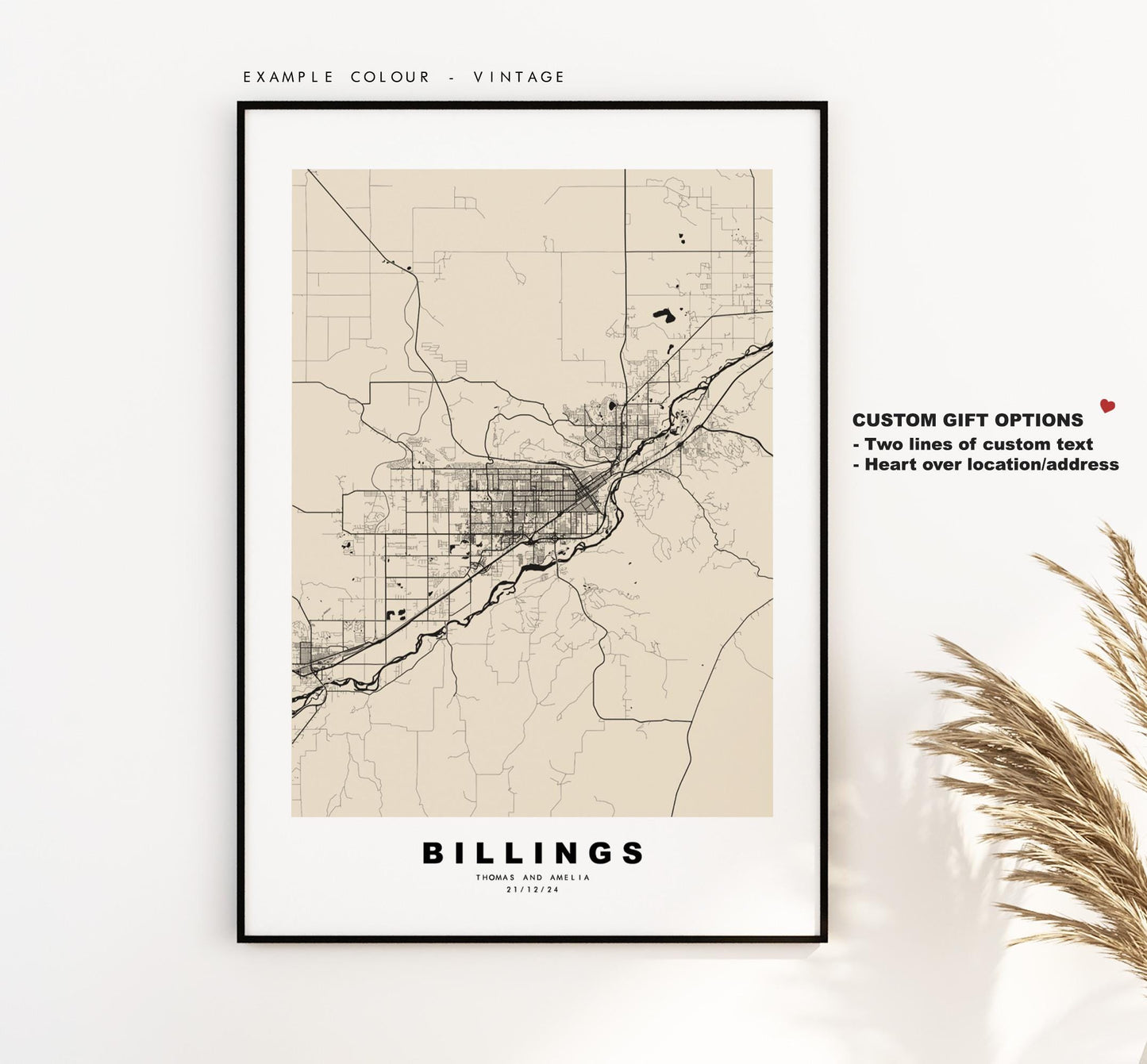 Billings Map Print - City Map Poster - Map Art - USA City Maps - Billings Print - Billings Poster - Minimalist City Map - Montana