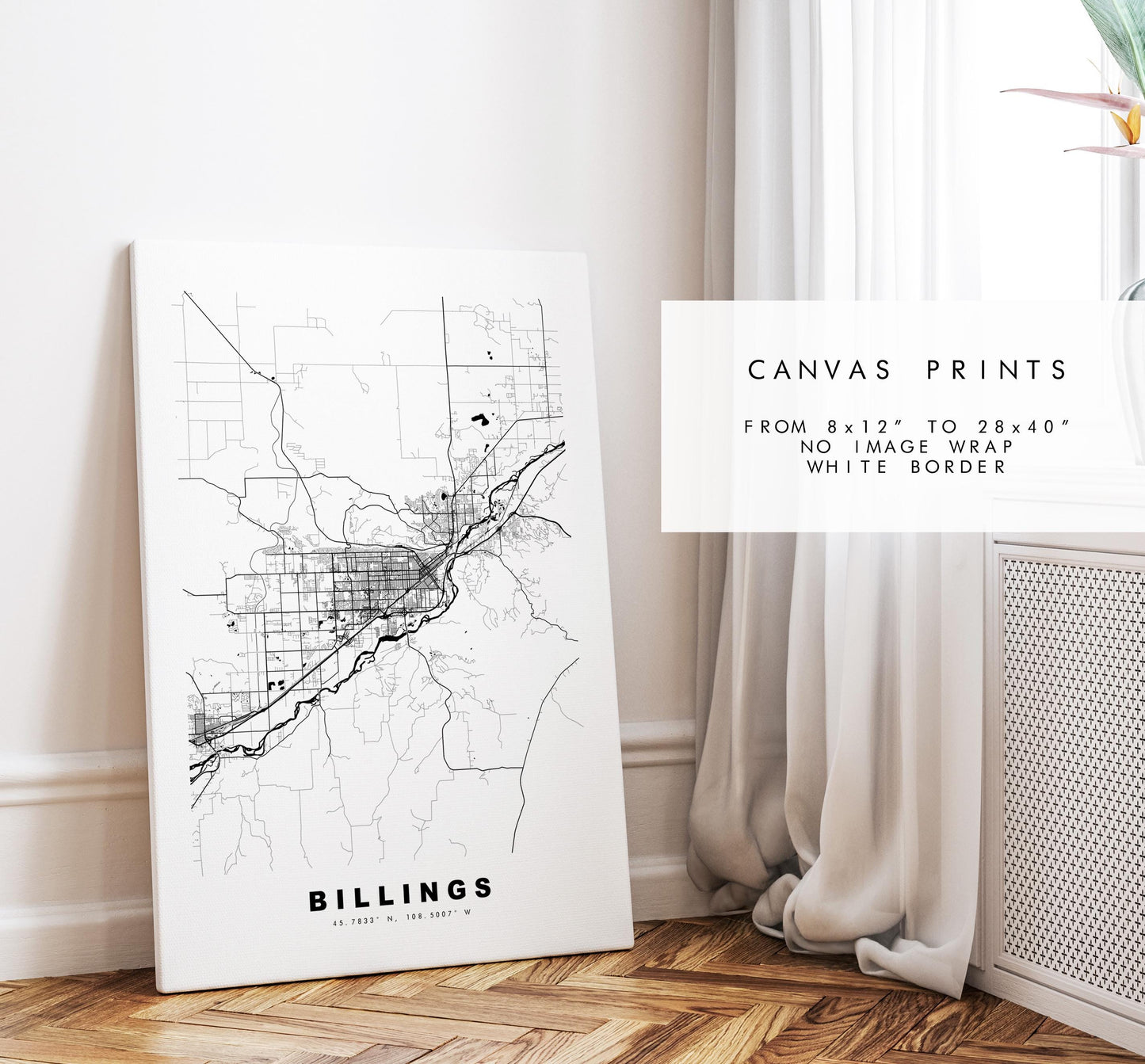 Billings Map Print - City Map Poster - Map Art - USA City Maps - Billings Print - Billings Poster - Minimalist City Map - Montana