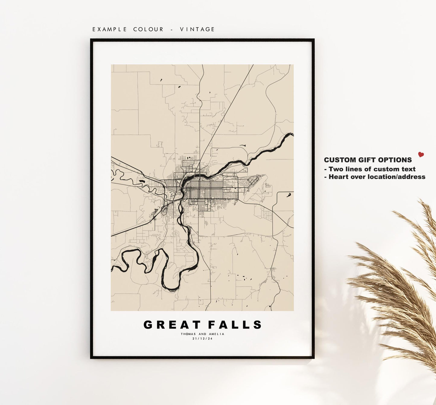 Great Falls Map Print - City Map Poster - Map Art - USA City Maps - Great Falls Print - Great Falls Poster - Minimalist City Map - Montana