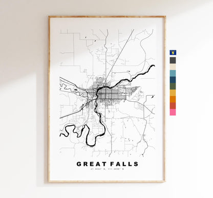 Great Falls Map Print - City Map Poster - Map Art - USA City Maps - Great Falls Print - Great Falls Poster - Minimalist City Map - Montana