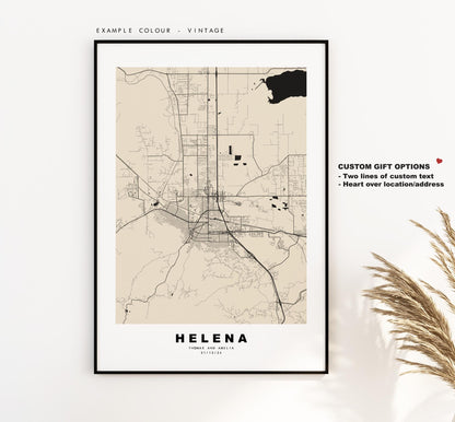 Helena Map Print - City Map Poster - Map Art - USA City Maps - Helena Print - Helena Poster - Minimalist City Map - Montana