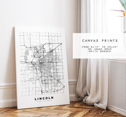 Lincoln Map Print (Nebraska) - City Map Poster - Map Art - USA City Maps - Lincoln Print - Lincoln Poster - Minimalist City Map - Nebraska