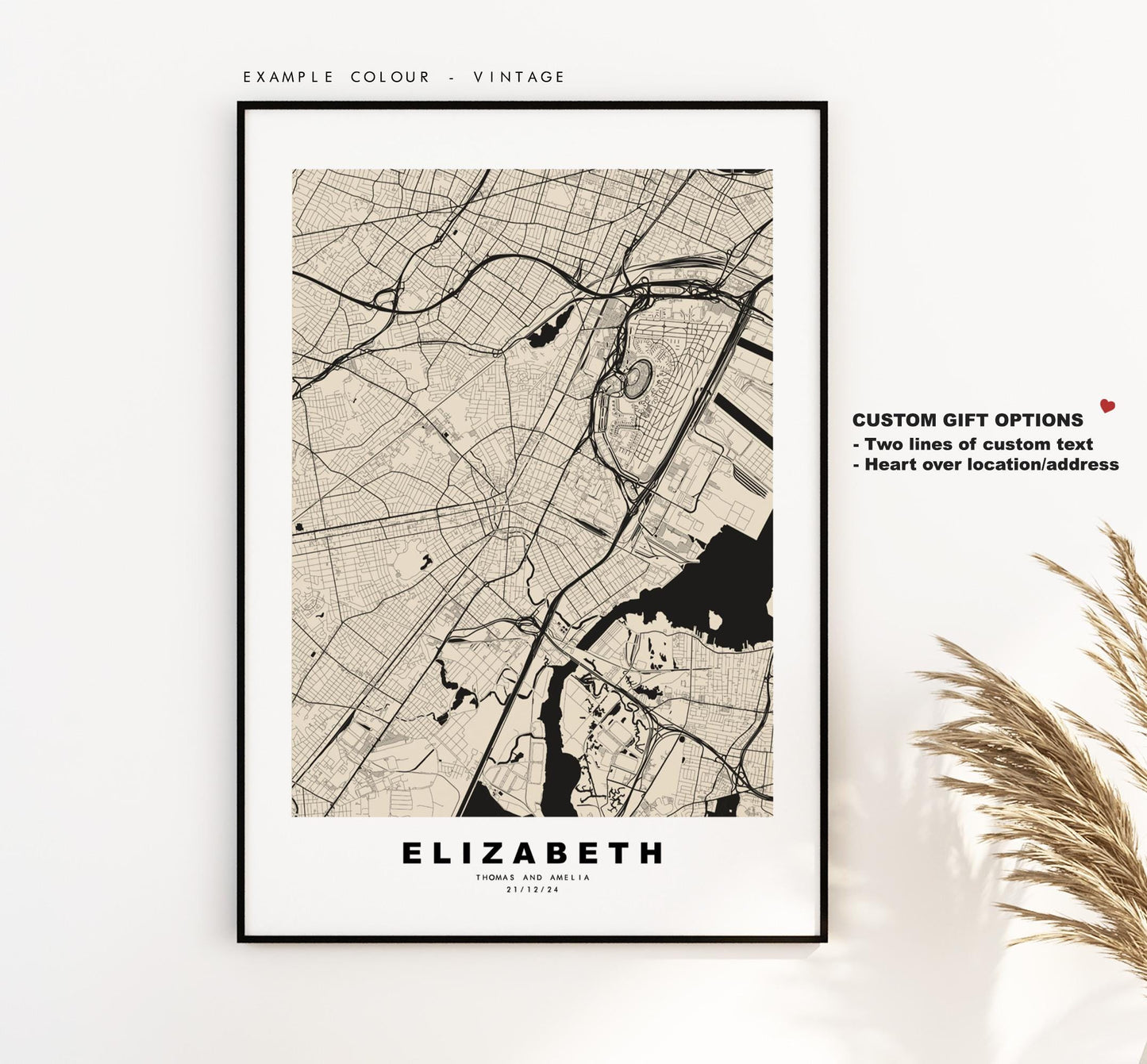 Elizabeth Map Print - City Map Poster - Map Art - USA City Maps - Elizabeth Print - Elizabeth Poster - Minimalist City Map - New Jersey