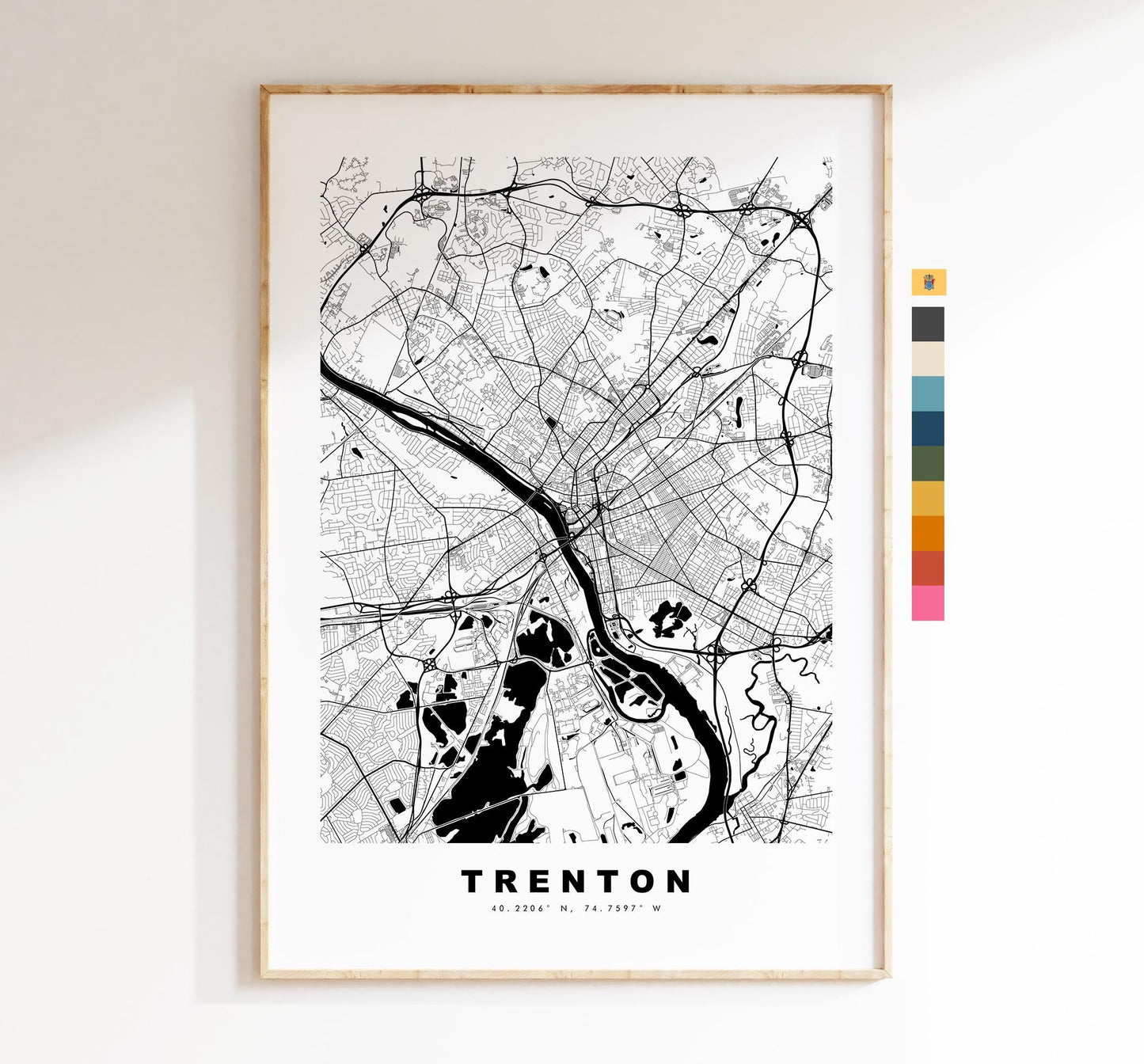 Trenton Map Print - City Map Poster - Map Art - USA City Maps - Trenton Print - Trenton Poster - Minimalist City Map - New Jersey