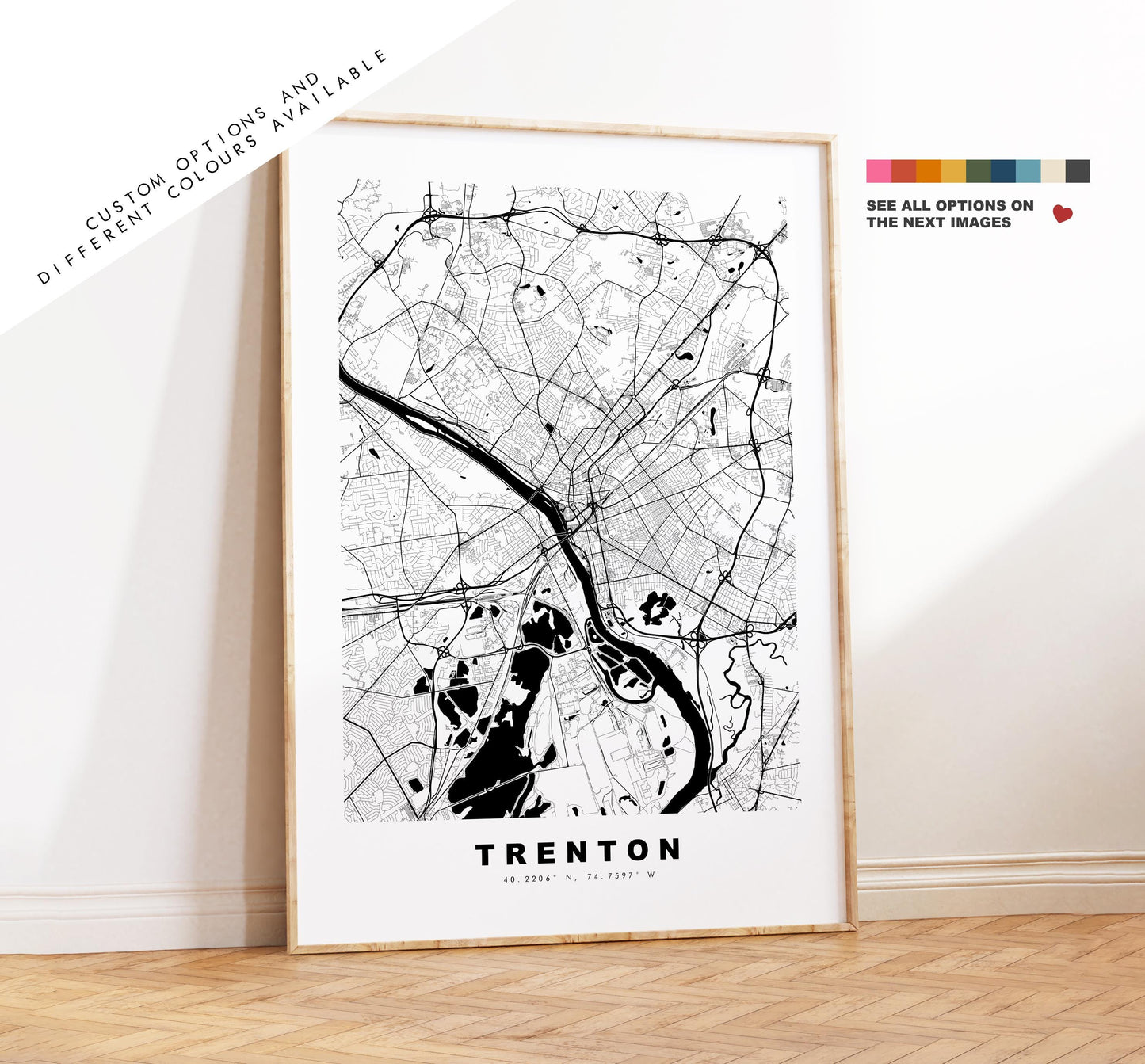 Trenton Map Print - City Map Poster - Map Art - USA City Maps - Trenton Print - Trenton Poster - Minimalist City Map - New Jersey