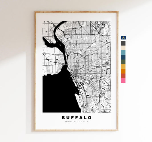 Buffalo Map Print - City Map Poster - Map Art - USA City Maps - Buffalo Print - Buffalo Poster - Minimalist City Map - New York