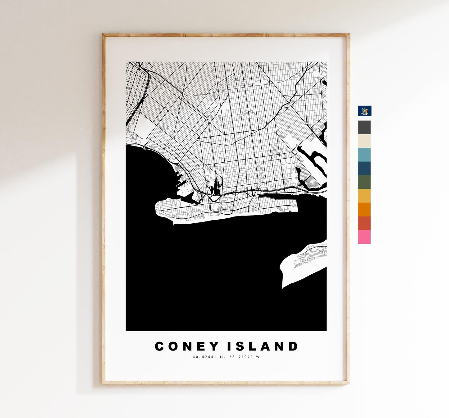 Coney Island Map Print - City Map Poster - Map Art - USA City Maps - Coney Island Print - Poster - Minimalist City Map - New York