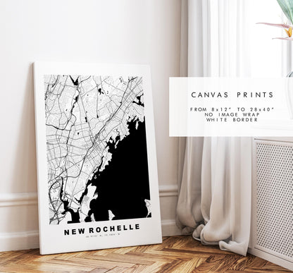 New Rochelle Map Print - City Map Poster - Map Art - USA City Maps - New Rochelle Print - Poster - Minimalist City Map - New York