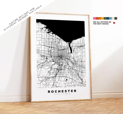 Rochester Map Print (New York) - City Map Poster - Map Art - USA City Maps - Rochester Print - Poster - Minimalist City Map - New York