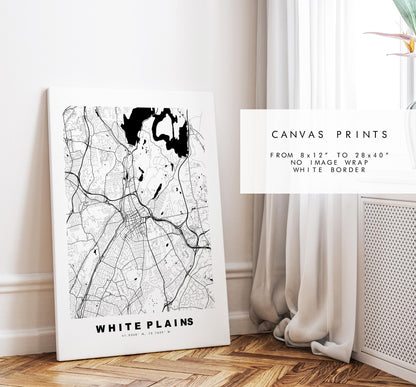 White Plains Map Print - City Map Poster - Map Art - USA City Maps - White Plains Print - Poster - Minimalist City Map - New York