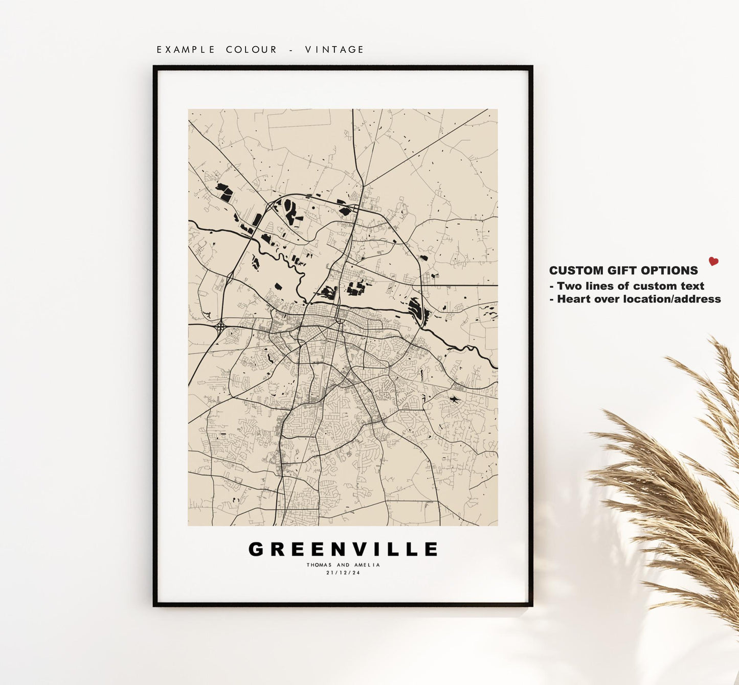 Greenville Map Print (NC) - City Map Poster - Map Art - USA City Maps - Greenville Print - Poster - Minimalist City Map - North Carolina