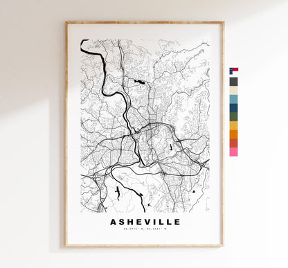 Asheville Map Print - City Map Poster - Map Art - USA City Maps - Asheville Print - Asheville Poster - Minimalist City Map - North Carolina