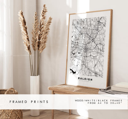 Raleigh Map Print - City Map Poster - Map Art - USA City Maps - Raleigh Print - Raleigh Poster - Minimalist City Map - North Carolina