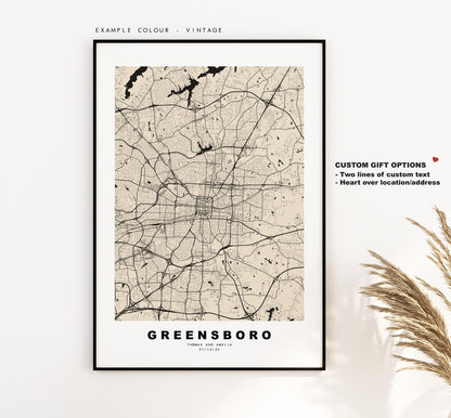 Greensboro Map Print - City Map Poster - Map Art - USA City Maps - Greensboro Print - Poster - Minimalist City Map - North Carolina