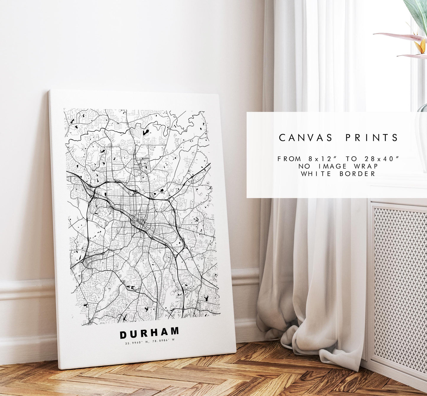 Durham Map Print (North Carolina) - City Map Poster - Map Art - USA City Maps - Print - Poster - Minimalist City Map - North Carolina