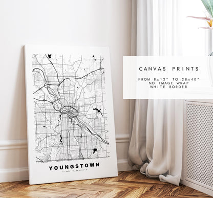 Youngstown Map Print - City Map Poster - Map Art - USA City Maps - Youngstown Print - Youngstown Poster - Minimalist City Map - Ohio