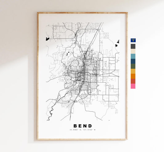 Bend Map Print - City Map Poster - Map Art - USA City Maps - Bend Print - Bend Poster - Minimalist City Map - Oregon