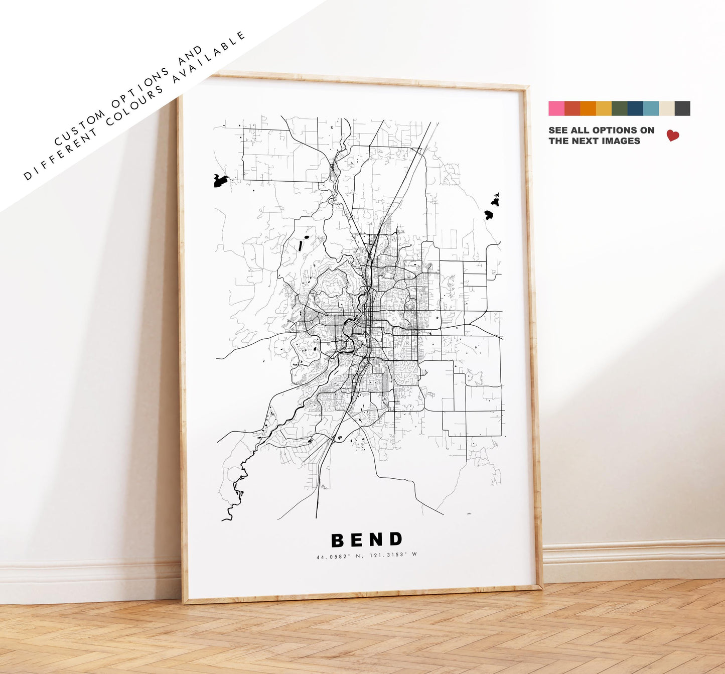 Bend Map Print - City Map Poster - Map Art - USA City Maps - Bend Print - Bend Poster - Minimalist City Map - Oregon