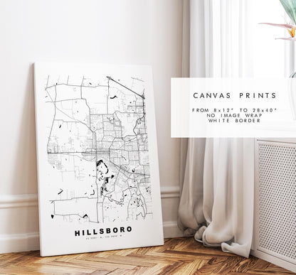 Hillsboro Map Print - City Map Poster - Map Art - USA City Maps - Hillsboro Print - Hillsboro Poster - Minimalist City Map - Oregon