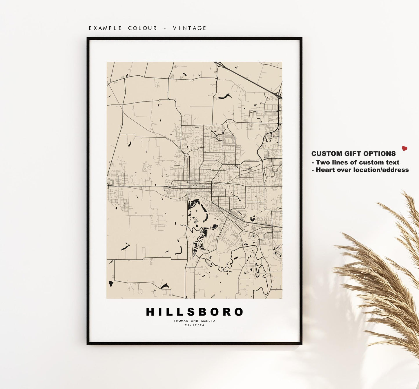 Hillsboro Map Print - City Map Poster - Map Art - USA City Maps - Hillsboro Print - Hillsboro Poster - Minimalist City Map - Oregon