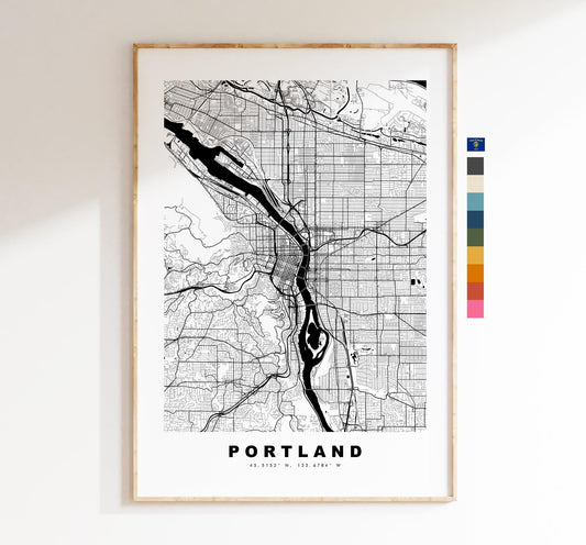 Portland Map Print - City Map Poster - Map Art - USA City Maps - Portland Print - Portland Poster - Minimalist City Map - Oregon