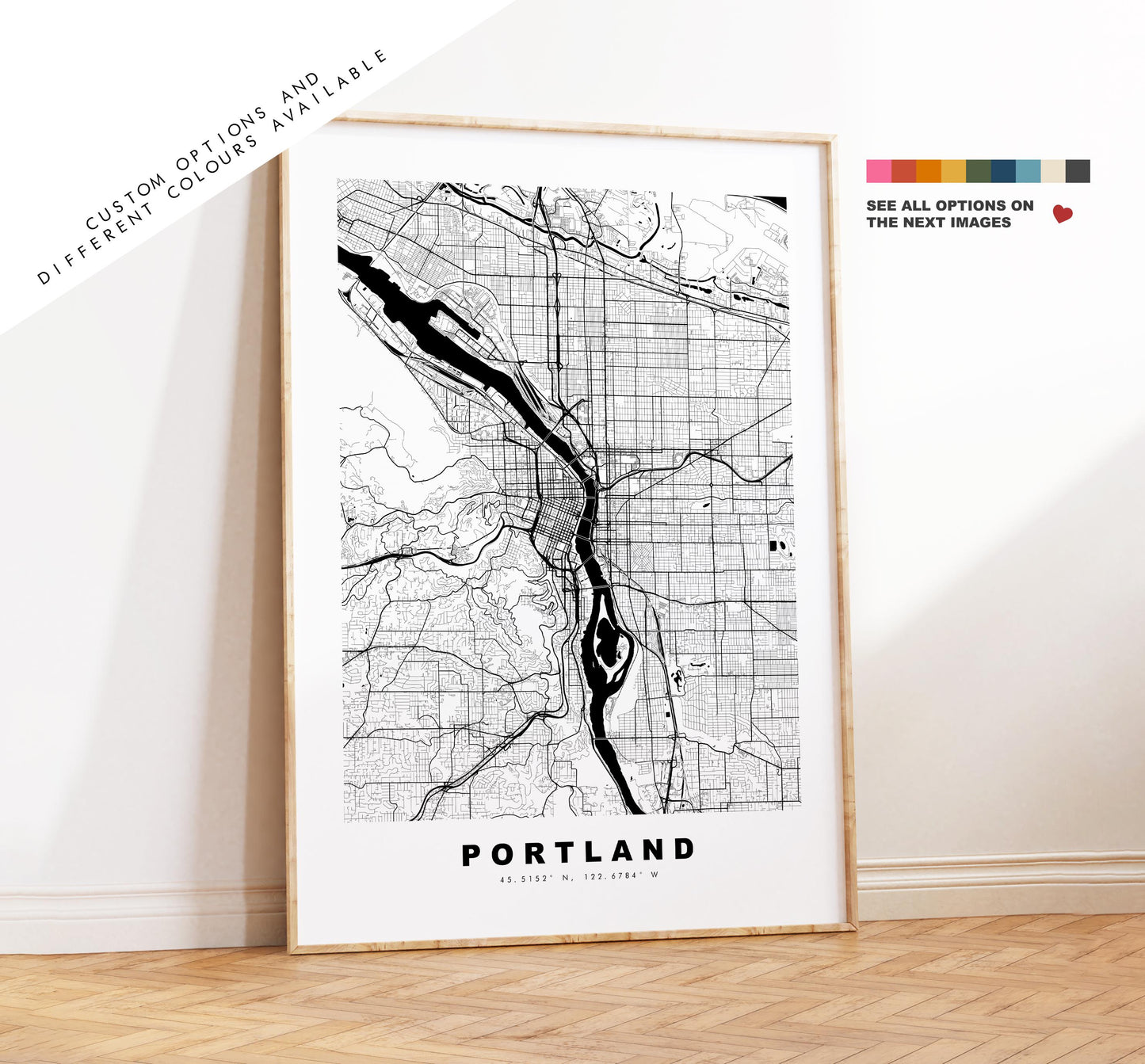 Portland Map Print - City Map Poster - Map Art - USA City Maps - Portland Print - Portland Poster - Minimalist City Map - Oregon