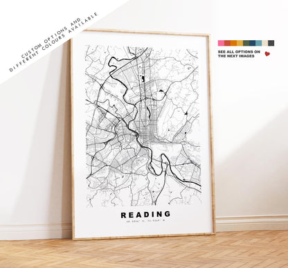 Reading Map Print  (Pennsylvania) - City Map Poster - Map Art - USA City Maps - Reading Print - Poster - Minimalist City Map - Pennsylvania