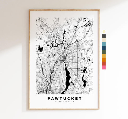 Pawtucket Map Print - City Map Poster - Map Art - USA City Maps - Pawtucket Print - Pawtucket Poster - Minimalist City Map - Rhode Island