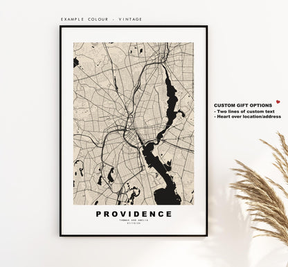 Providence Map Print - City Map Poster - Map Art - USA City Maps - Providence Print - Providence Poster - Minimalist City Map - Rhode Island