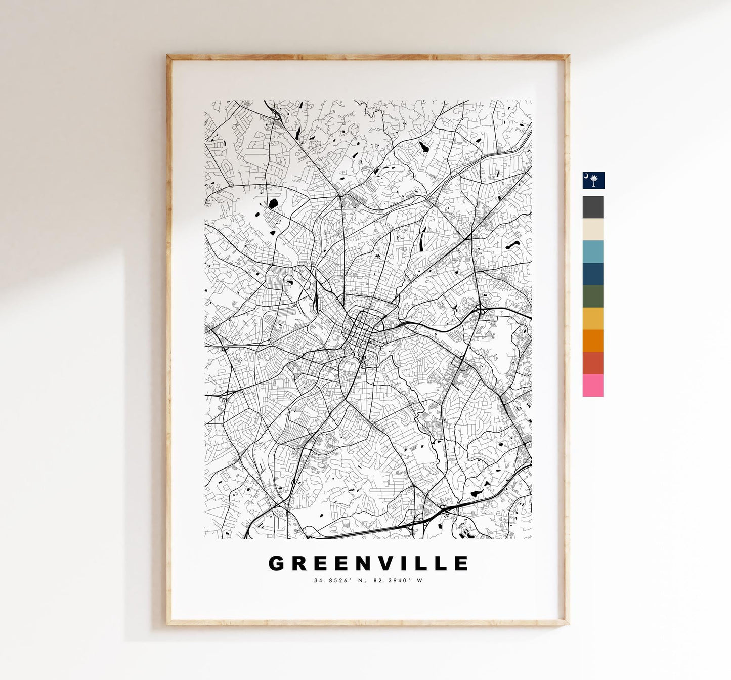 Greenville Map Print (SC) - City Map Poster - Map Art - USA City Maps - Greenville Print - Poster - Minimalist City Map - South Carolina