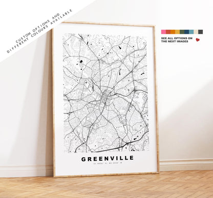 Greenville Map Print (SC) - City Map Poster - Map Art - USA City Maps - Greenville Print - Poster - Minimalist City Map - South Carolina