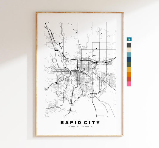 Rapid City Map Print - City Map Poster - Map Art - USA City Maps - Rapid City Print - Rapid City Poster - Minimalist City Map - South Dakota