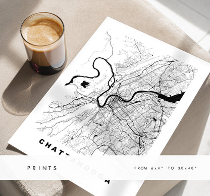 Chattanooga Map Print - City Map Poster - Map Art - USA City Maps - Chattanooga Print - Chattanooga Poster - Minimalist City Map - Tennessee