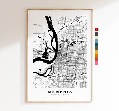 Memphis Map Print - City Map Poster - Map Art - USA City Maps - Memphis Print - Memphis Poster - Minimalist City Map - Tennessee