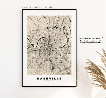 Nashville Map Print - City Map Poster - Map Art - USA City Maps - Nashville Print - Nashville Poster - Minimalist City Map - Tennessee