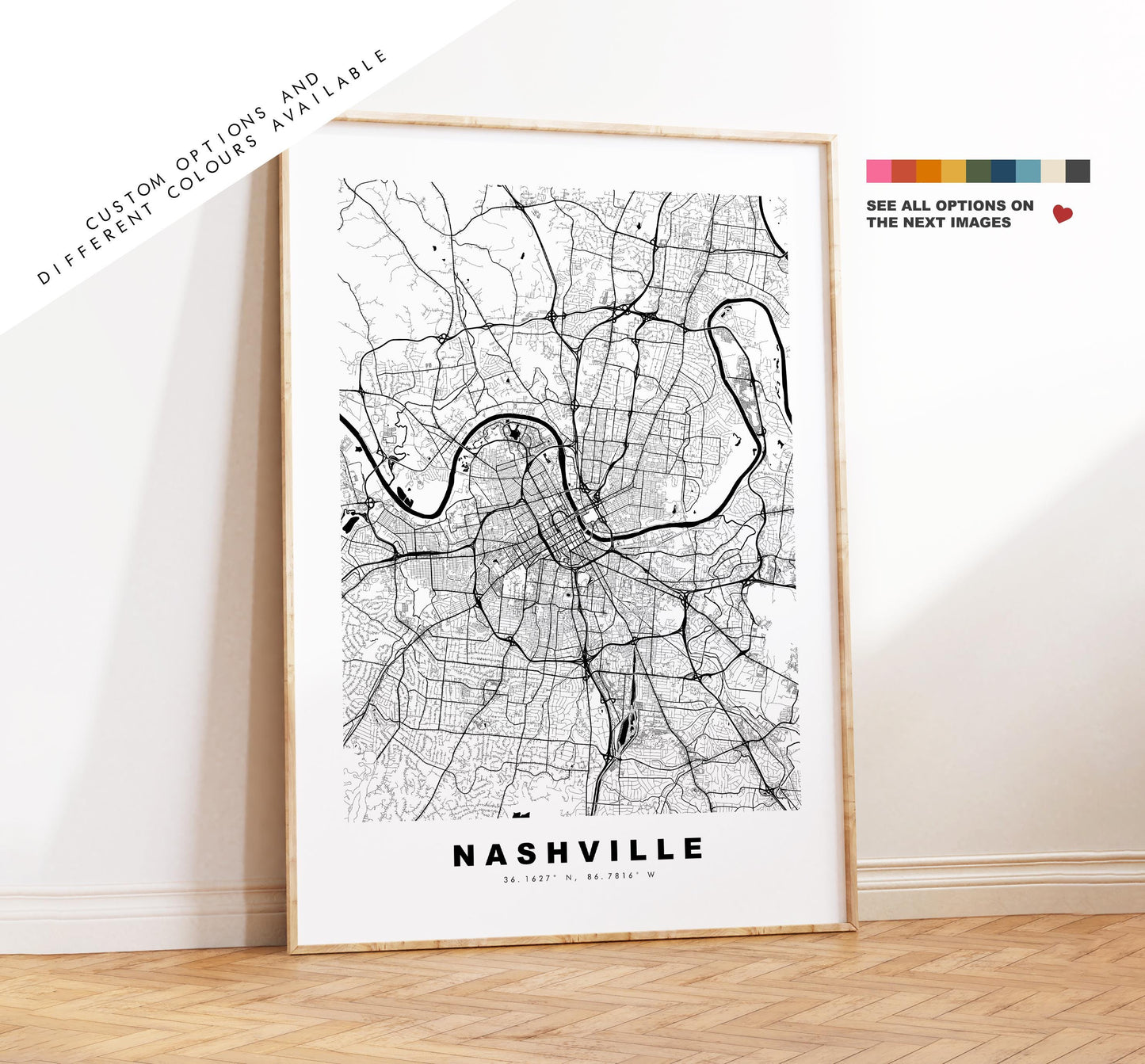 Nashville Map Print - City Map Poster - Map Art - USA City Maps - Nashville Print - Nashville Poster - Minimalist City Map - Tennessee