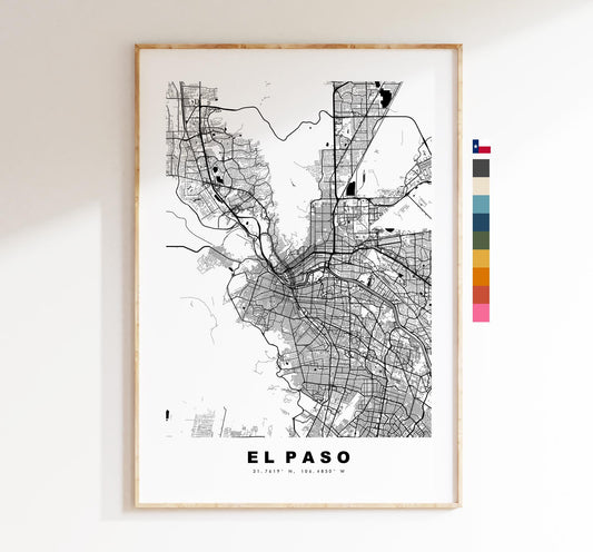 El Paso Map Print - City Map Poster - Map Art - USA City Maps - El Paso Print - El Paso Poster - Minimalist City Map - Texas