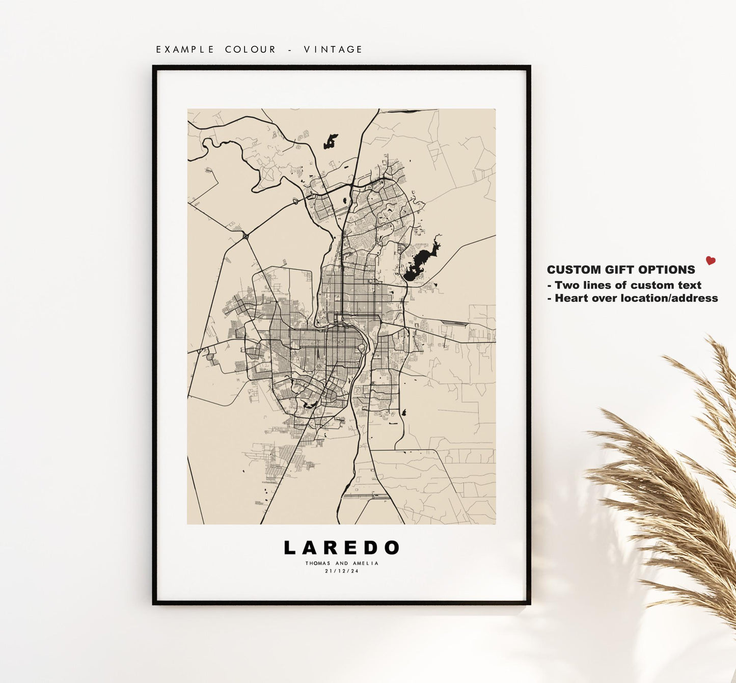 Laredo Map Print - City Map Poster - Map Art - USA City Maps - Laredo Print - Laredo Poster - Minimalist City Map - Texas