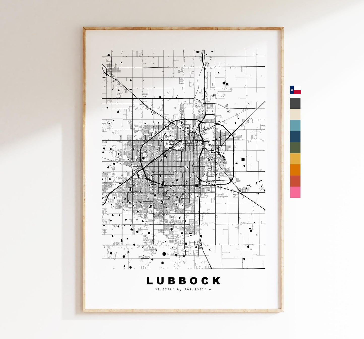 Lubbock Map Print - City Map Poster - Map Art - USA City Maps - Lubbock Print - Lubbock Poster - Minimalist City Map - Texas