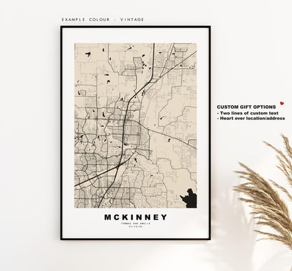 Mckinney Map Print - City Map Poster - Map Art - USA City Maps - Mckinney Print - Mckinney Poster - Minimalist City Map - Texas