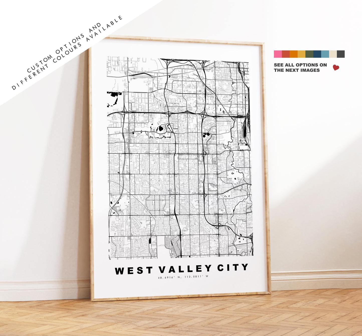 West Valley City Map Print - City Map Poster - Map Art - USA City Maps - West Valley City Print - Poster - Minimalist City Map - Utah