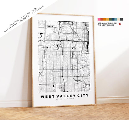 West Valley City Map Print - City Map Poster - Map Art - USA City Maps - West Valley City Print - Poster - Minimalist City Map - Utah