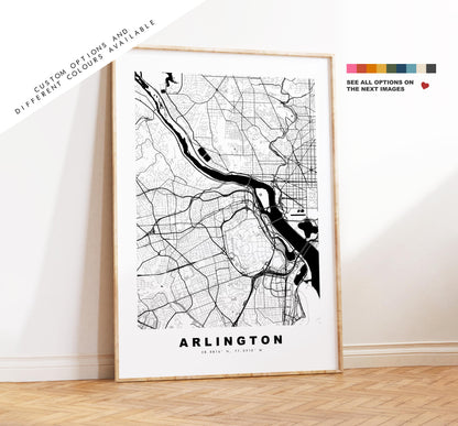 Arlington Map Print (Virginia) - City Map Poster - Map Art - USA City Maps - Arlington Print - Poster - Minimalist City Map - Virginia