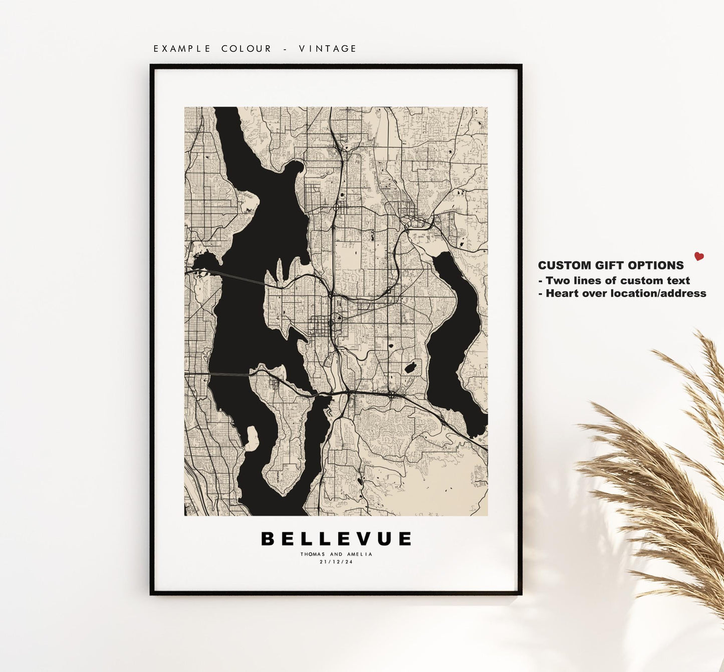 Bellevue Map Print - City Map Poster - Map Art - USA City Maps - Bellevue Print - Bellevue Poster - Minimalist City Map - Washington