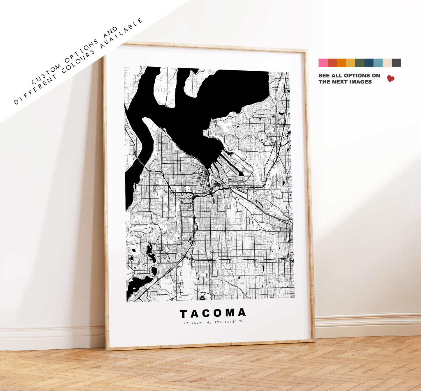 Tacoma Map Print - City Map Poster - Map Art - USA City Maps - Tacoma Print - Tacoma Poster - Minimalist City Map - Washington