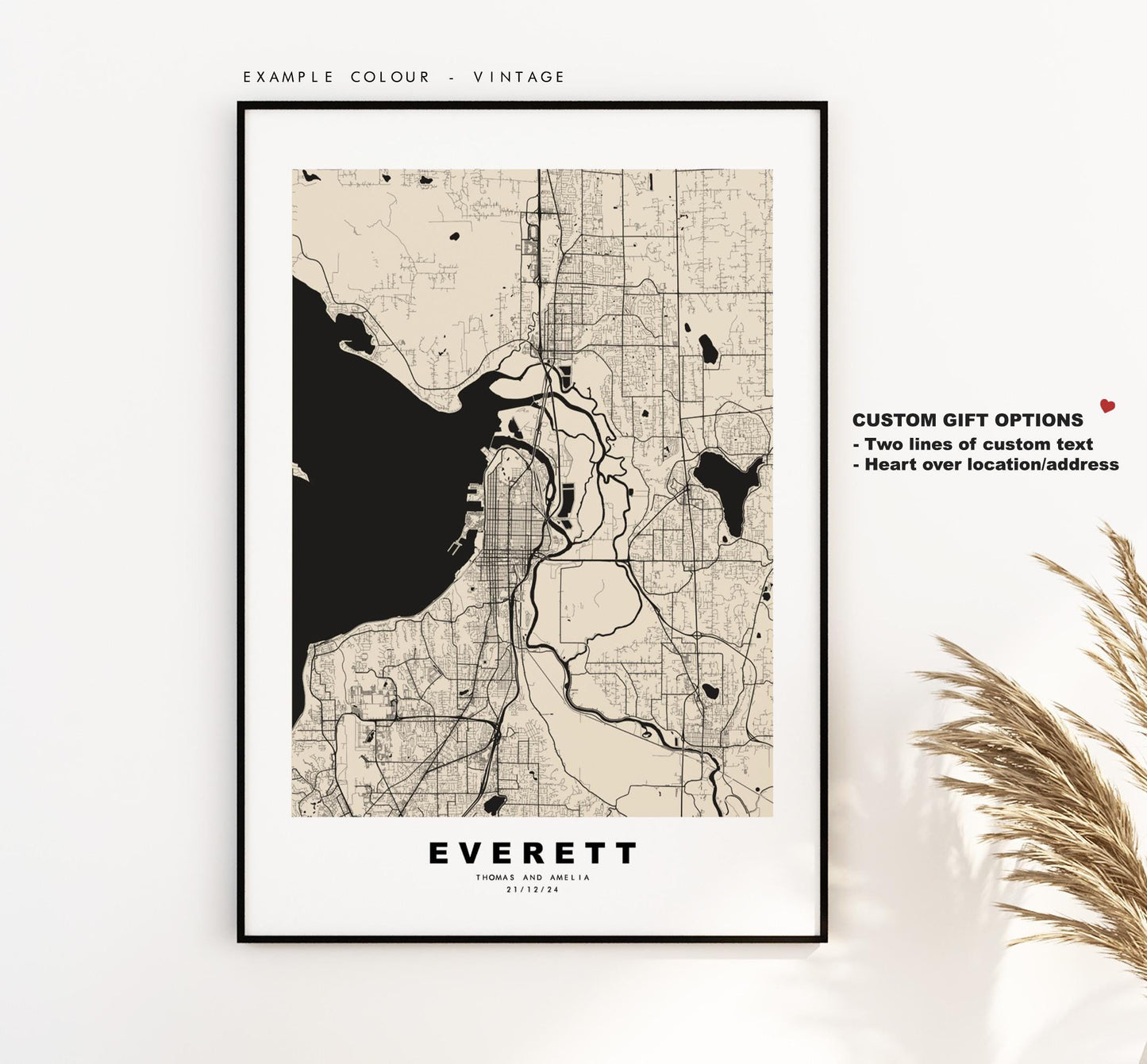 Everett Map Print - City Map Poster - Map Art - USA City Maps - Everett Print - Everett Poster - Minimalist City Map - Washington